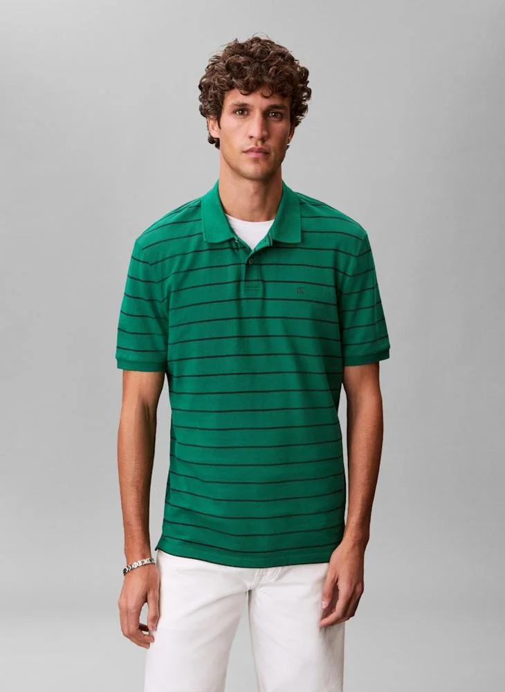 Striped Pique Polo