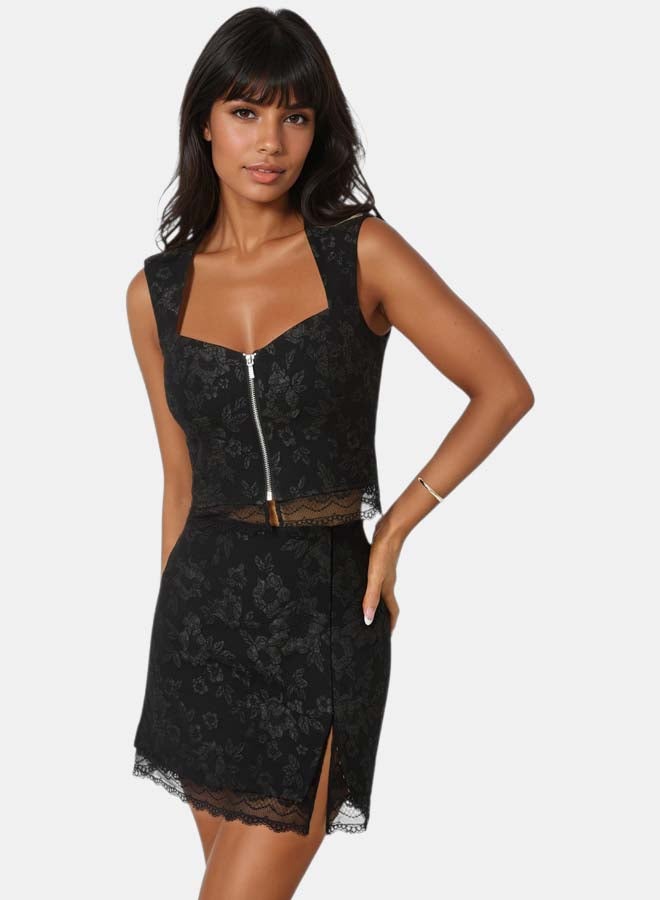 bebe Floral Jacquard Corset Top - Image 1