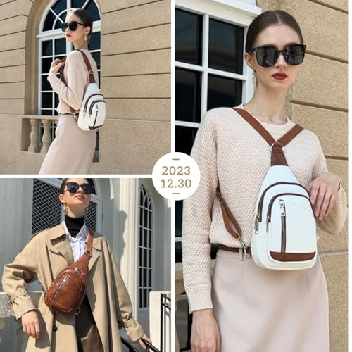 MYHOZEE Sling Bag for Women Trendy Small Sling Backpack Crossbody Purse Faux Leather Cross Body Bag Fanny Packs with 2 Removable & Adjustable Strap Anti Theft Chest Belt Sash Bags for Travel Hiking Cycling - Image 2