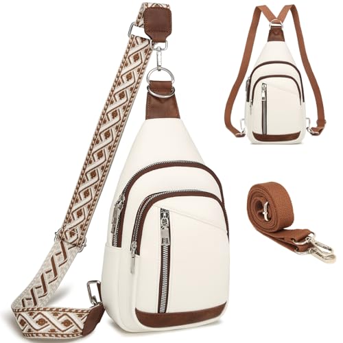 MYHOZEE Sling Bag for Women Trendy Small Sling Backpack Crossbody Purse Faux Leather Cross Body Bag Fanny Packs with 2 Removable & Adjustable Strap Anti Theft Chest Belt Sash Bags for Travel Hiking Cycling - Image 1
