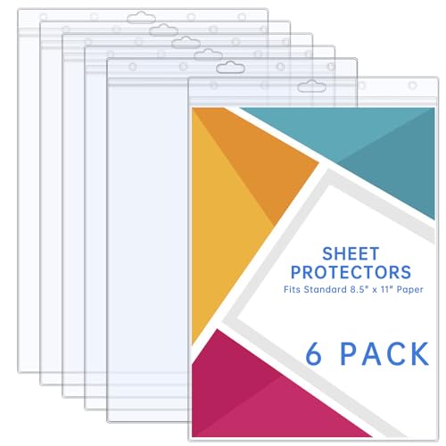 AKONEGE 6PCS Hard Sheet Protectors 8.5" x 11" Waterproof Resealable Zip Paper Page Protectors Clear Rigid Plastic Sleeves for Photos Certificate, Heavy Duty Document Holder Wall Sign Holder, Vertical - Image 1
