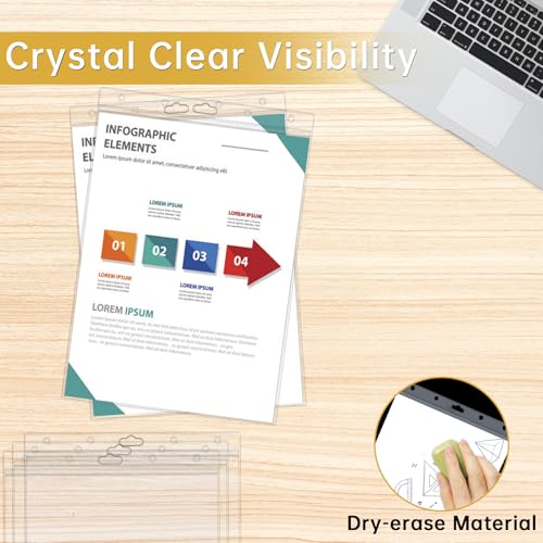 AKONEGE 6PCS Hard Sheet Protectors 8.5" x 11" Waterproof Resealable Zip Paper Page Protectors Clear Rigid Plastic Sleeves for Photos Certificate, Heavy Duty Document Holder Wall Sign Holder, Vertical - Image 5