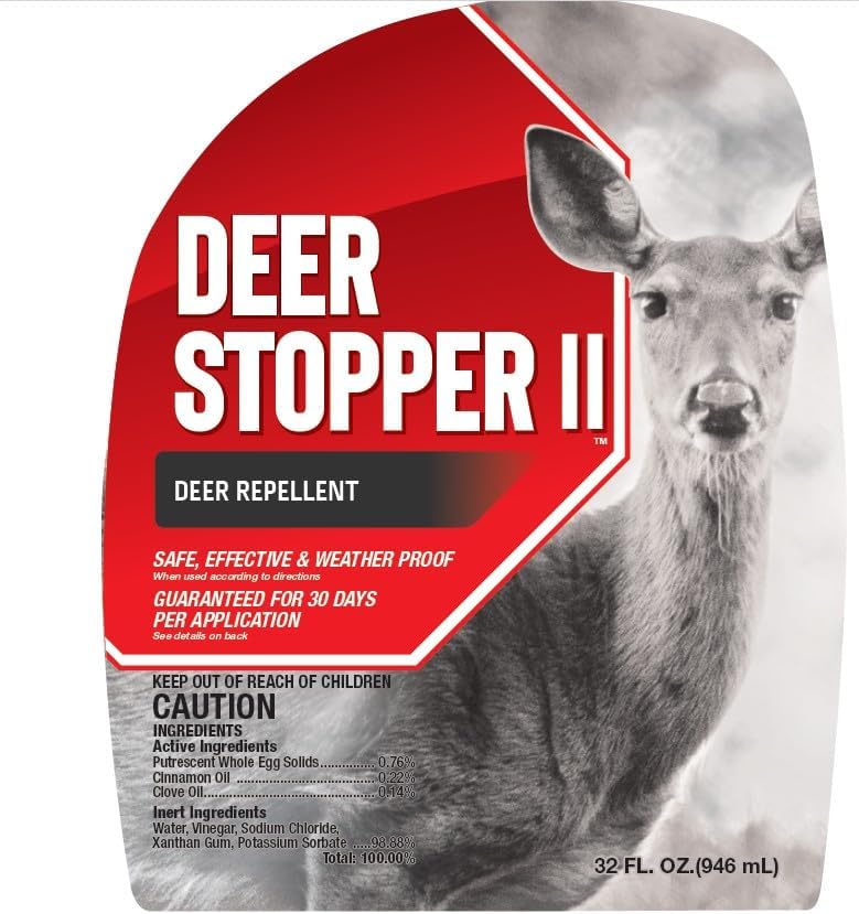 Messinas Deer Stopper II, Liquid Animal Stopper Repellent, All Natural, Effective All Year Round, Safe for People and Pets, No Harsh Chemicals, Ready to Use, Deer & Elk Repellent - 32 oz. Trigger Bottle - Image 1