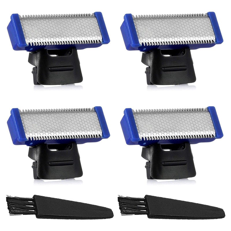 LinMei Trimmer Replacement Heads Compatible for Gen 1 Micro Touches Solo Trimmer - Set of 4 Replacement Blades & 2 Cleaning Brushes - Image 1