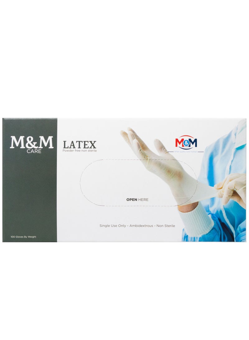 M&M CARE Latex Medical Gloves, Strong, Safe, Soft on Hands, Powder-Free for Clinics, Hospitals, and Home Use - 100 Gloves - Image 3