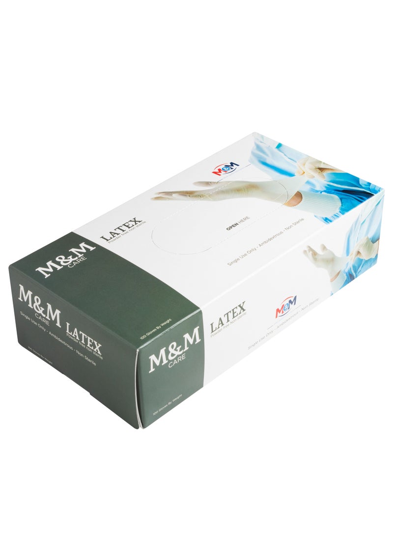 M&M CARE Latex Medical Gloves, Strong, Safe, Soft on Hands, Powder-Free for Clinics, Hospitals, and Home Use - 100 Gloves - Image 4