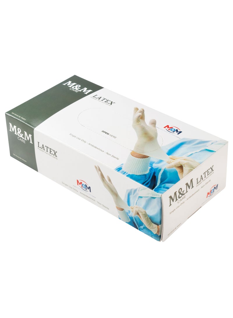 M&M CARE Latex Medical Gloves, Strong, Safe, Soft on Hands, Powder-Free for Clinics, Hospitals, and Home Use - 100 Gloves - Image 2