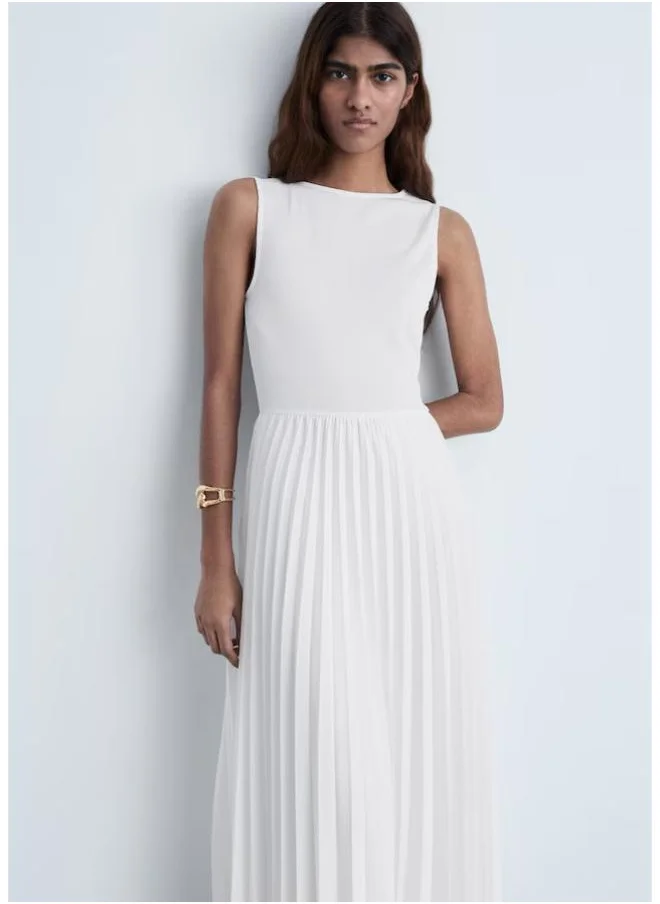 MANGO Pleated Midi Dress