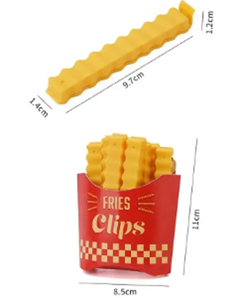 ExcitingDealz 12Pcs Creative Cute French Fries Shaped Food Bag Seal Clip with Magnetic Holder For Keep Fresh Snack Fridge Snack Moisture Preservation Sealing clip  - Image 3