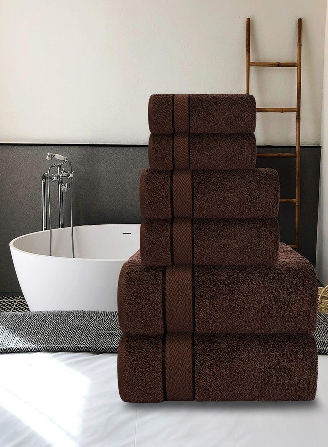 CRAFTBERRY - 6 Piece Luxury Bathroom Towels Set - 100% Cotton, Dark Brown/Chocolate, Includes 2 Bath Towels, 2 Hand Towels, and 2 Washcloths - Quick Dry, Absorbent, Plush, Soft - Image 3