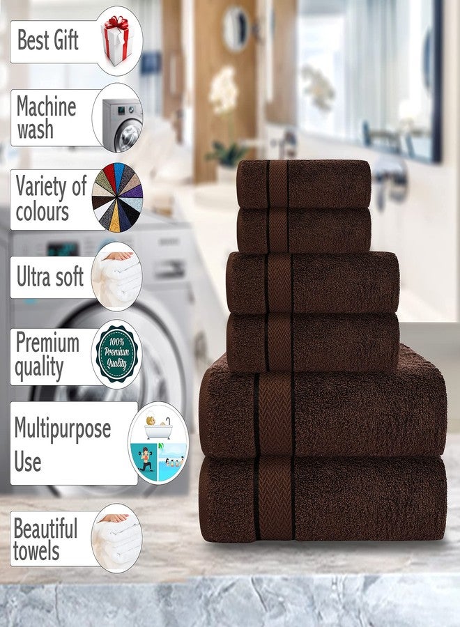 CRAFTBERRY - 6 Piece Luxury Bathroom Towels Set - 100% Cotton, Dark Brown/Chocolate, Includes 2 Bath Towels, 2 Hand Towels, and 2 Washcloths - Quick Dry, Absorbent, Plush, Soft - Image 5