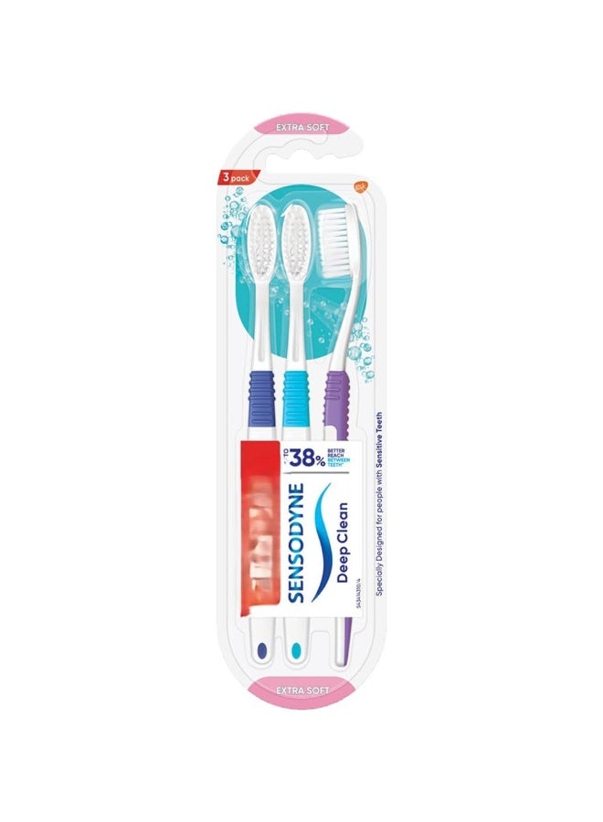 Sensodyne Deep Clean Toothbrush | Extra Soft Bristles Tooth Brush 3pc - Image 1