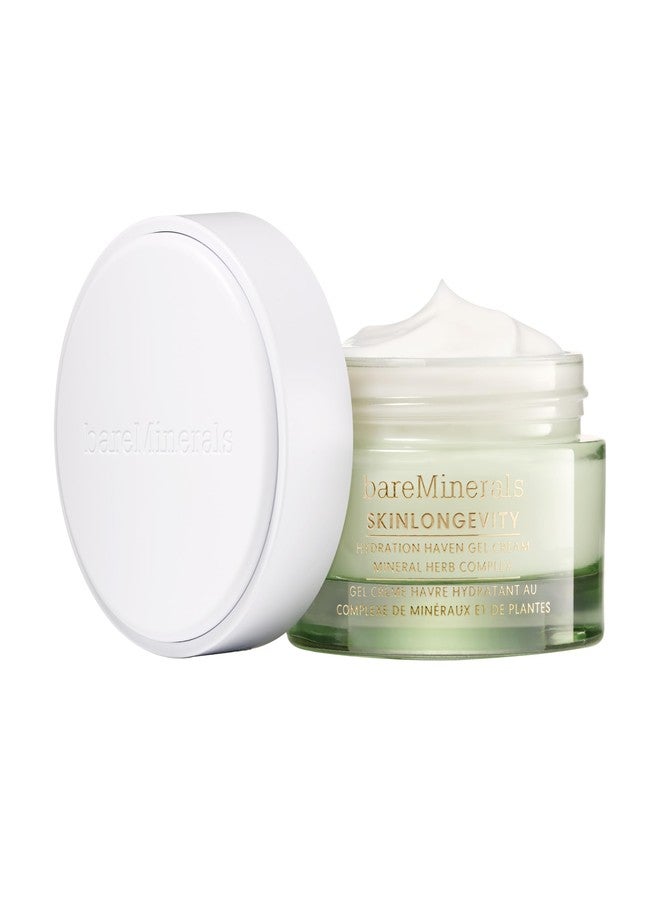 كريم جل مرطب خفيف الوزن من bareMinerals SKINLONGEVITY Hydration Haven، غني بالنياسيناميد والزنك والسيراميدات، يرطب البشرة ويدعم حاجزها، مناسب لجميع أنواع البشرة، كريم جل غير دهني - Image 1