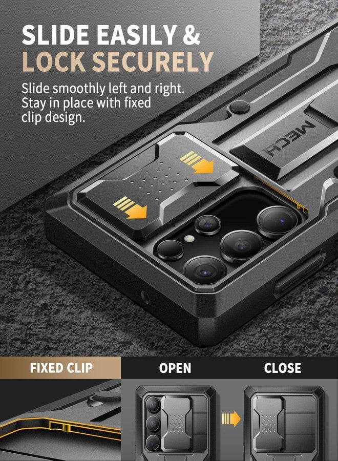 تونجيت جراب TONGATE لهاتف سامسونج جالاكسي S23 ألترا، [غطاء كاميرا منزلق مدمج وواقي شاشة] [إطار أمامي مزدوج] جراب مقاوم للصدمات بمواصفات عسكرية لهاتف S23 ألترا مع مسند وحزام، مقاس 6.8 بوصة، أسود - Image 3