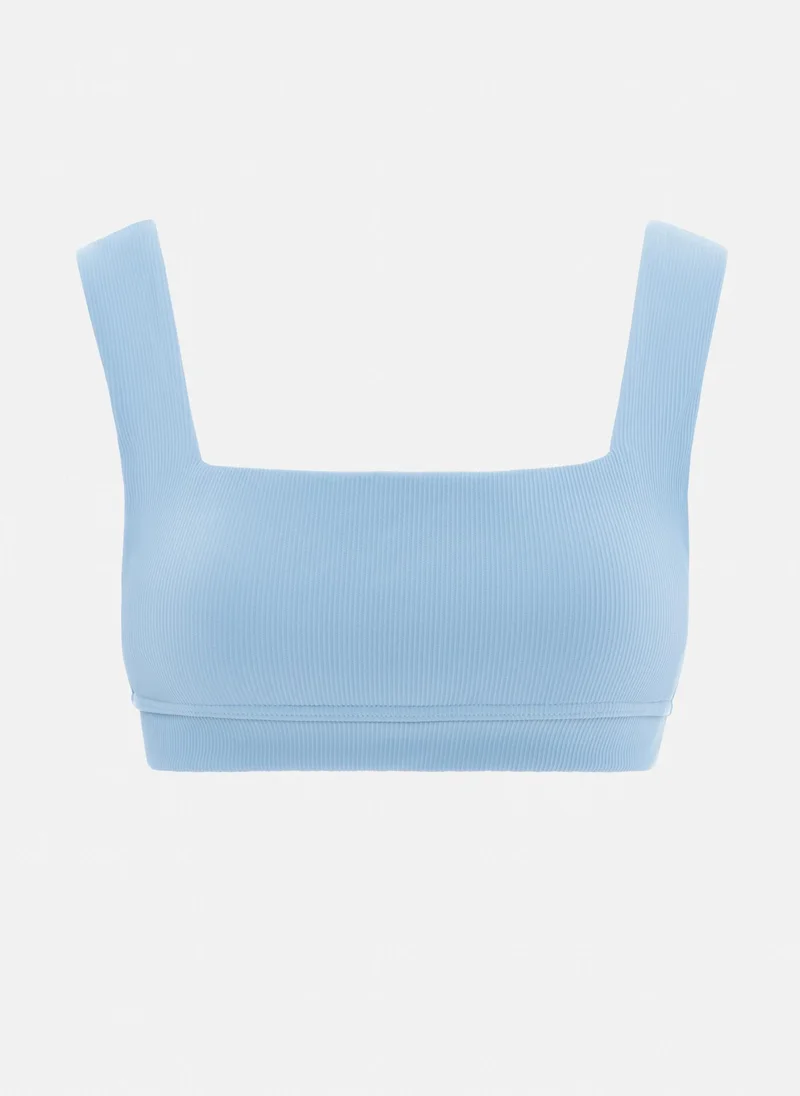 Lichi Ribbed wide-strapped bikini top