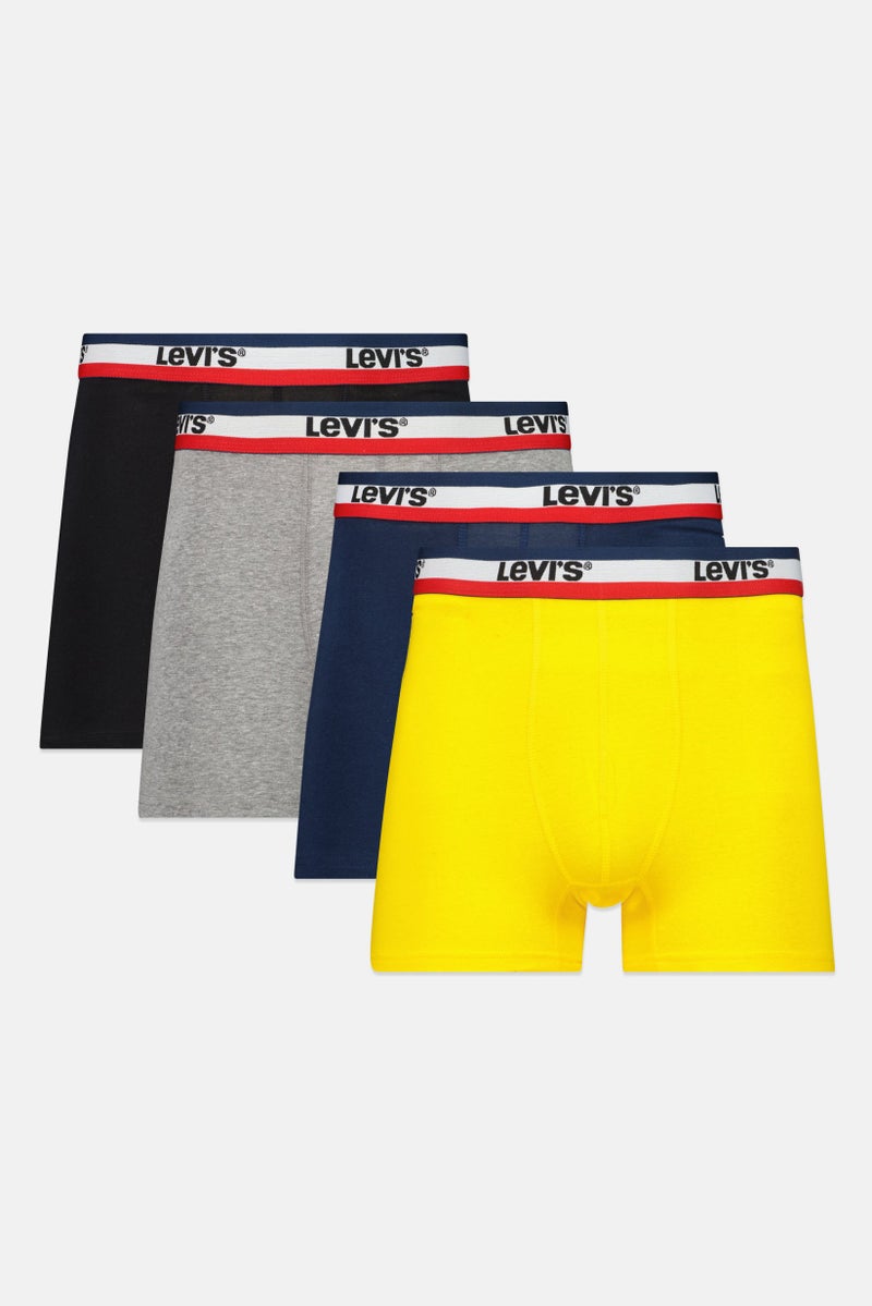 Men 4 Pieces Brand Logo Boxer Brief, Multicolor