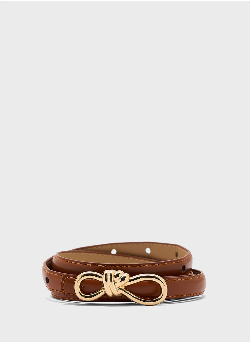 ايلا Bow Buckle Slim Belt