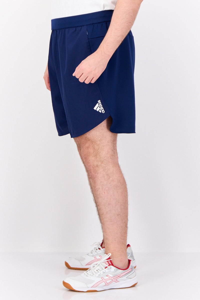 Adidas شورتات تدريب رياضية للرجال بطول 7 إنش، أزرق Navy/أبيض - Image 2