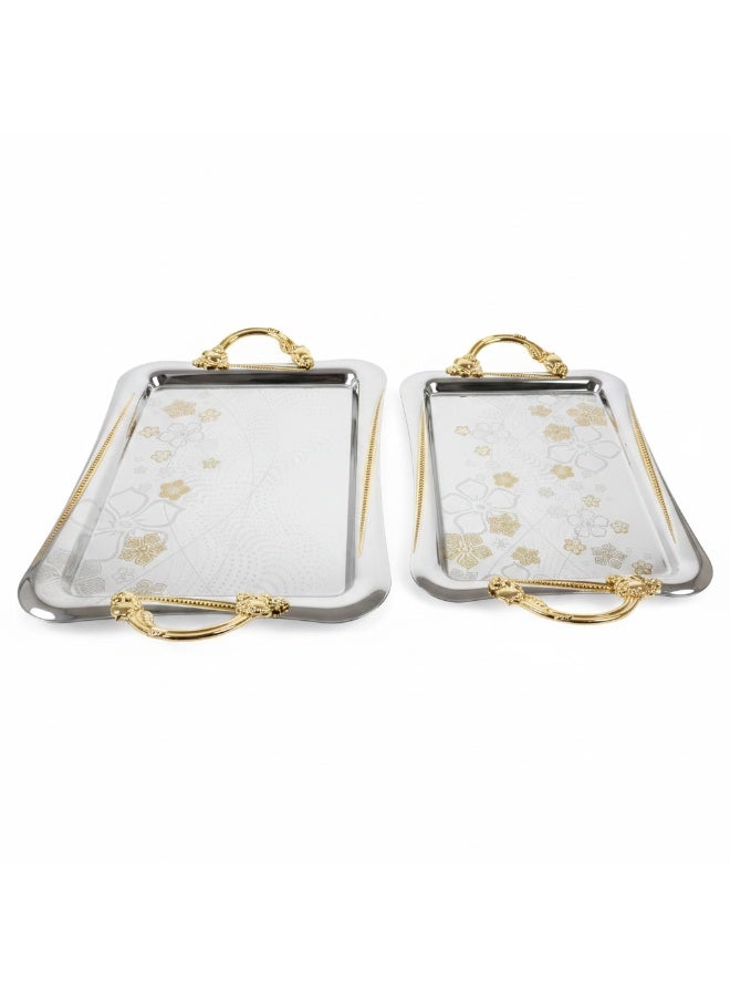 LAVIN 2PCS SERVING TRAY SS 42*28/35*25 CM - Image 1