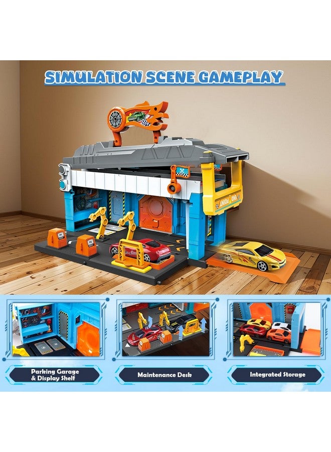 ANSEE Race Tracks For Kids Ages 3-5, Racing Car Toys Set With Foldable 2 Layer Track And 6 Alloy Race Cars For Toddlers Boys, Best Birthday Xmas Gifts For Kids Age 3 4 5 6+ Years Old (Blue) - Image 2