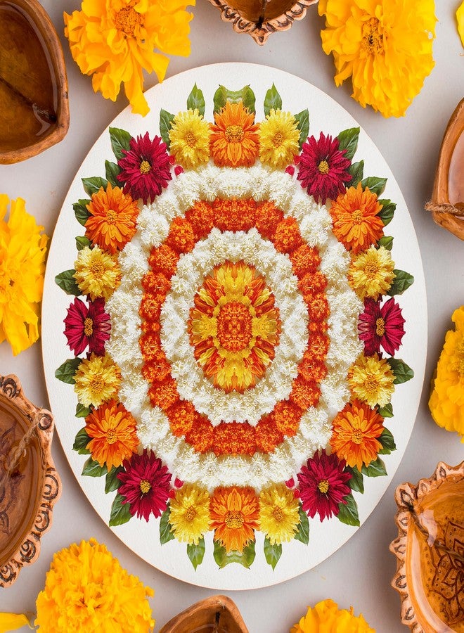 WallDaddy Rangoli Sticker for Diwali Decoration - Colorful Self Adhesive Vinyl Rangoli Style Diya Decals for Home, Office & Pooja Room Size (40x40) Cm Waterproof Sticker for Floor (Phool) - Image 1