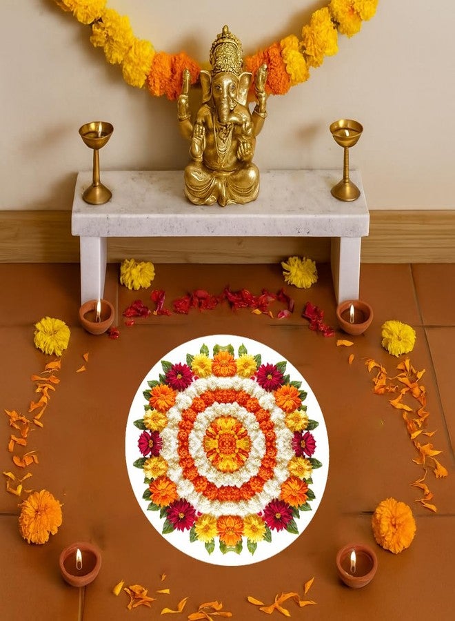 WallDaddy Rangoli Sticker for Diwali Decoration - Colorful Self Adhesive Vinyl Rangoli Style Diya Decals for Home, Office & Pooja Room Size (40x40) Cm Waterproof Sticker for Floor (Phool) - Image 3