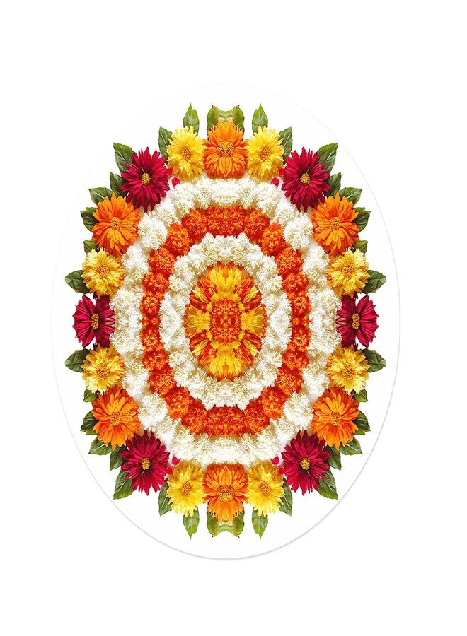 WallDaddy Rangoli Sticker for Diwali Decoration - Colorful Self Adhesive Vinyl Rangoli Style Diya Decals for Home, Office & Pooja Room Size (40x40) Cm Waterproof Sticker for Floor (Phool) - Image 5