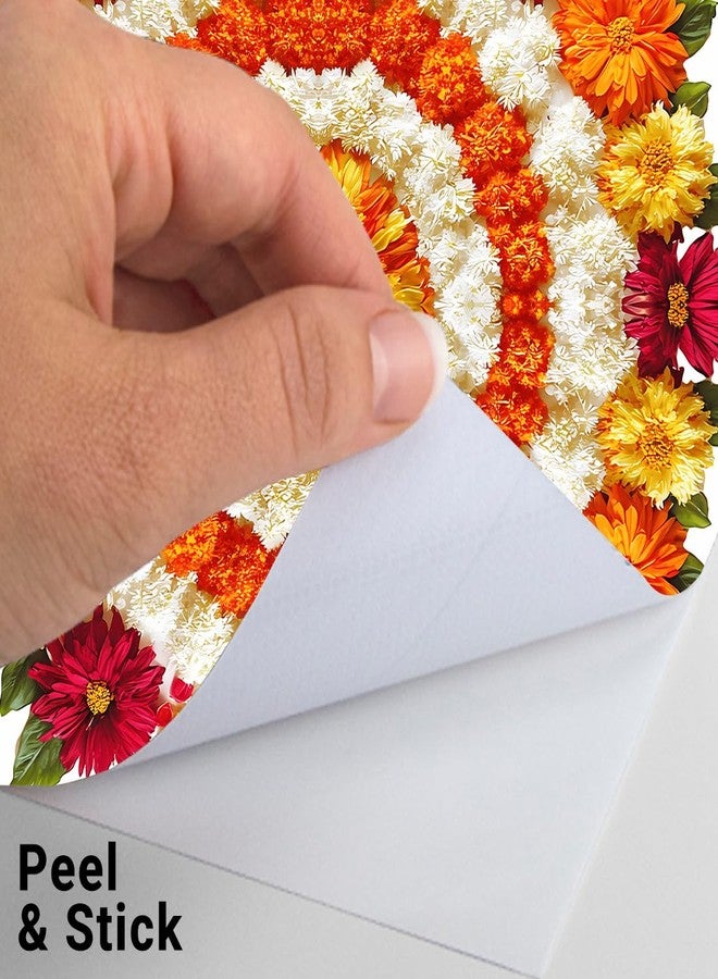 WallDaddy Rangoli Sticker for Diwali Decoration - Colorful Self Adhesive Vinyl Rangoli Style Diya Decals for Home, Office & Pooja Room Size (40x40) Cm Waterproof Sticker for Floor (Phool) - Image 4