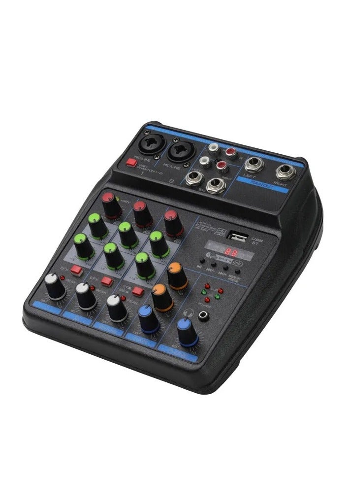 EVEREEN 4 Channel Mixer, DJ Mixing Console, with Bluetooth, 48V Phantom Power Monitor Karaoke System USB Mixer Audio  - Image 1