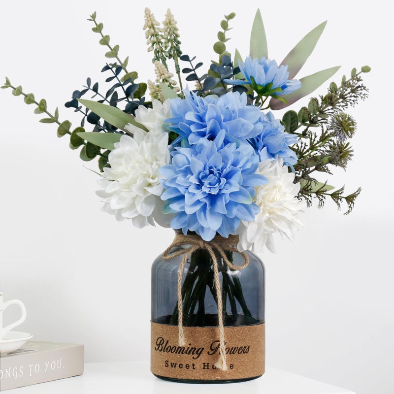 Leftover Fake Flowers in Vase,Artificial Flowers in Vase,Table Centerpieces for Dining Room,Flower Centerpieces for Tables,Faux Flowers for Kitchen Decor,Coffee Table Decor… - Image 1