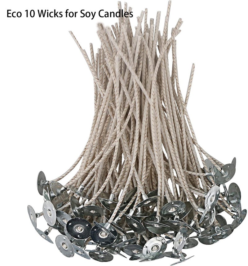 GSXRB ECO8 100pcs Pre-Waxed Wicks for Soy Candles, 6 Inch Thick Wick with Base - Image 2