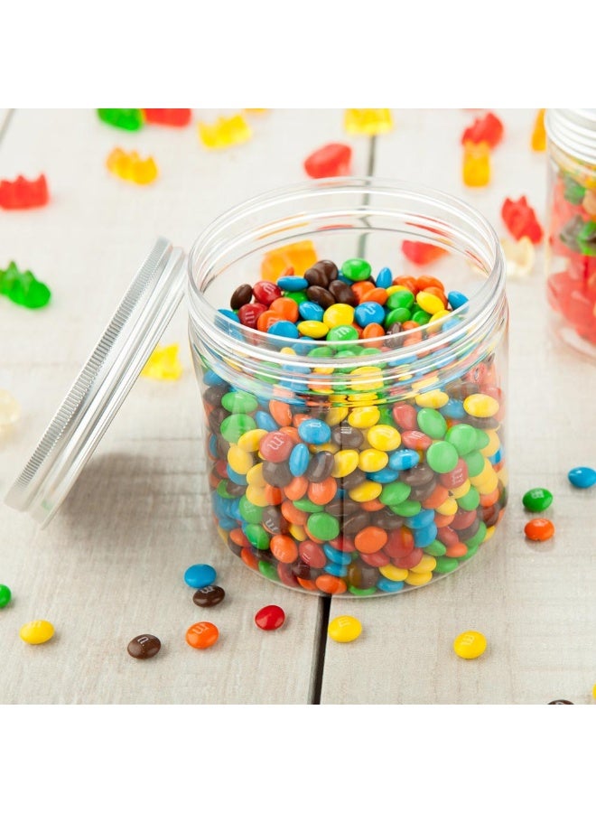 Restaurantware جرار ميسون بلاستيكية سعة 16.5 أونصة، 100 جرار تخزين طعام محكمة الإغلاق - أغطية ألمنيوم متضمنة، دائرية، حاويات تخزين مطبخ بلاستيكية شفافة، لتخزين الوجبات الخفيفة، الحلويات، المكونات، وأكثر - Image 3