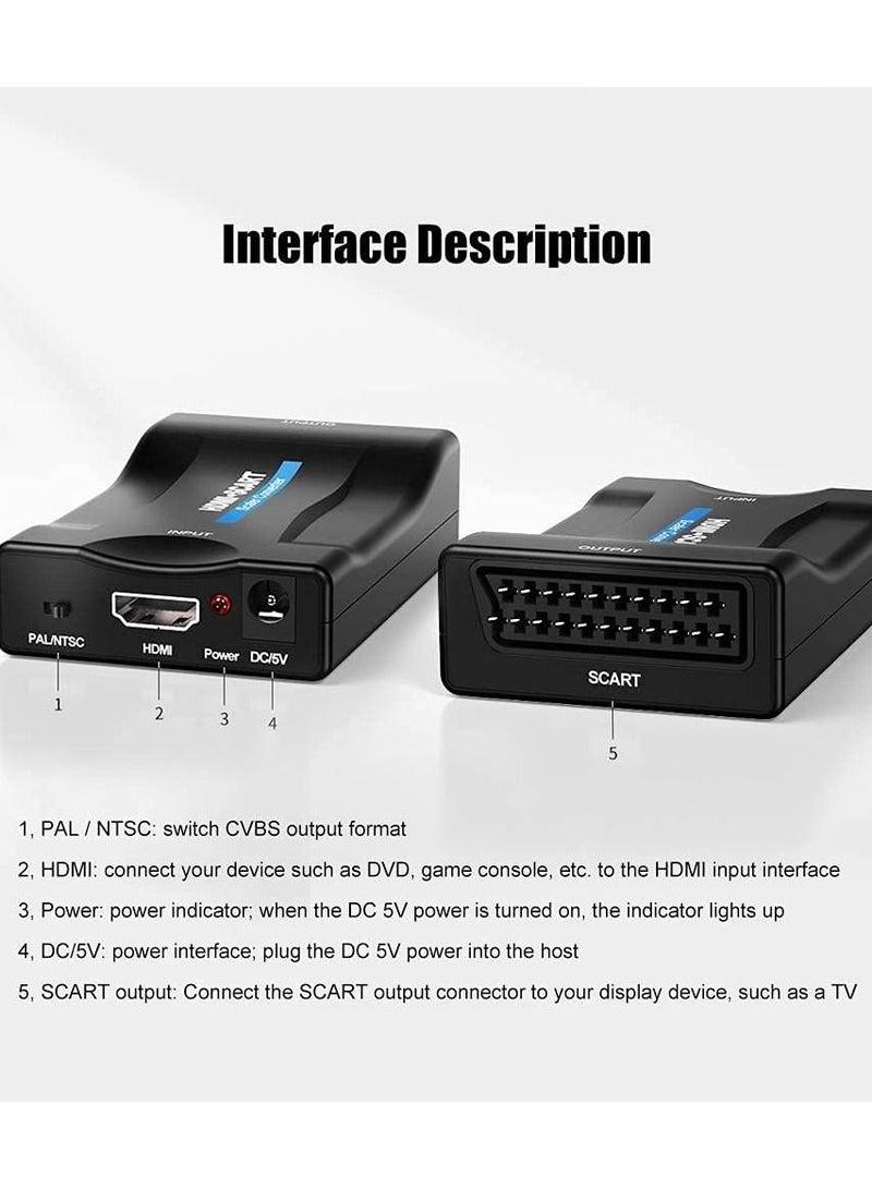 Y&D HDMI to SCART Converter Adaptor, Convert Digital 1080P Video and Audio Signal Analog CVBS Signal, Support both PAL NTSC Standard TV Format Output, for PS3/Blue-DVD Player/STB  - Image 3
