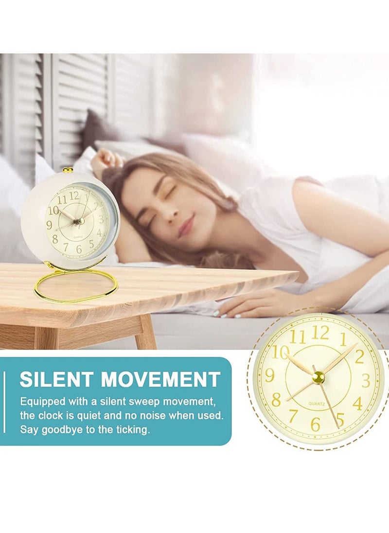 SYOSI - Silent Bedside Clocks Battery Operated Non-Ticking Analogue Retro Alarm Clock Bedroom Simple Loud Alarm Desk Clock Vintage Alarm Clocks with Light Large Display for Heavy Sleepers Office - Image 1