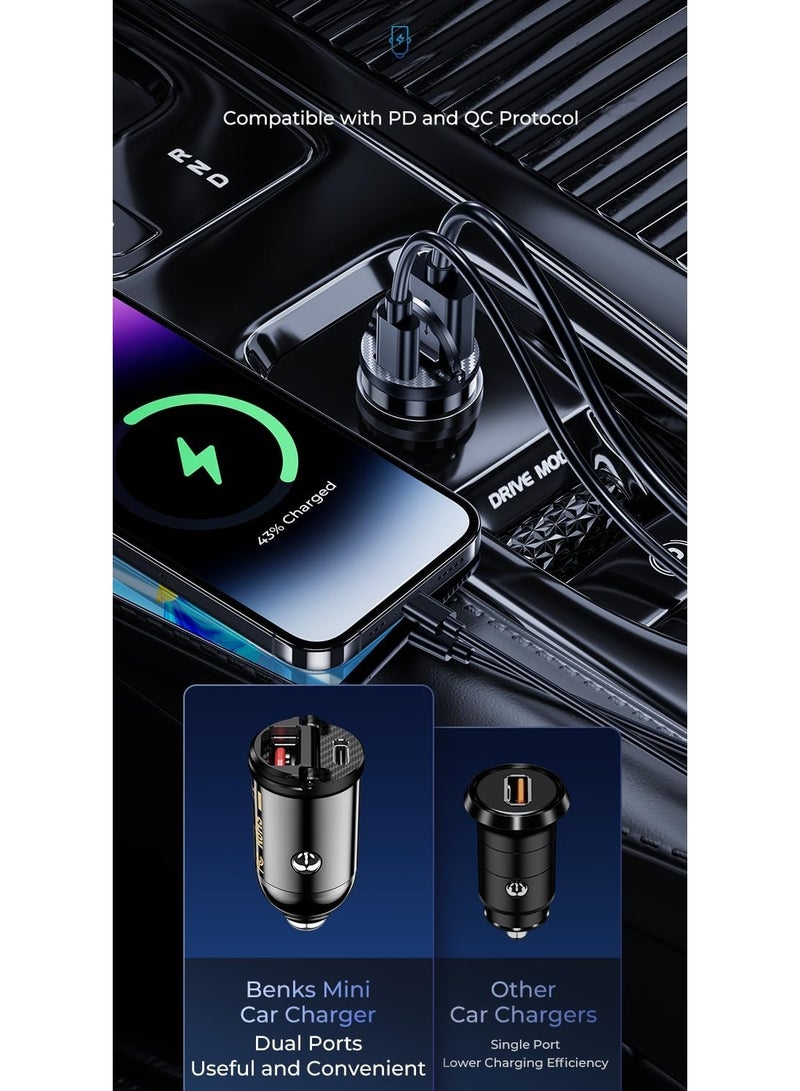 30W مزدوج ميناء سريع شاحن السيارة C30SE ، USB-C ، التوافق الواسع ، الصغير والمحمول ، متوافق مع نموذج السيارة 12-24V - Image 3