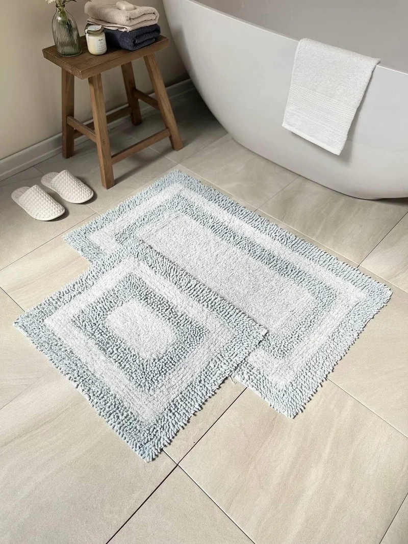 بلونيتي Baros Natural Cotton Bath Mat Set of 2 60X100+50X60 cm Gray