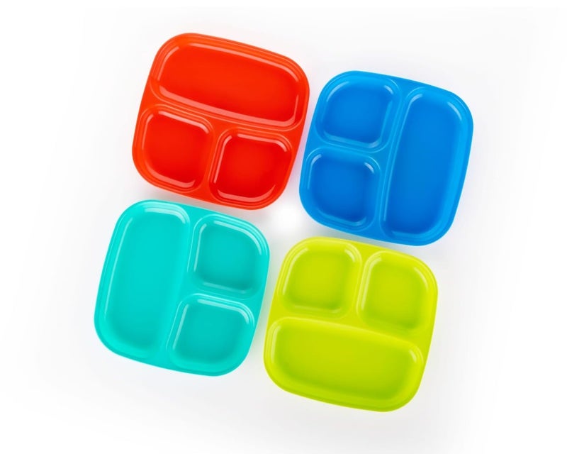 Puno Puno Set of 4 Plastic Food Plate with PartitionsUnbreakable Snack plates set of 4 - Image 2