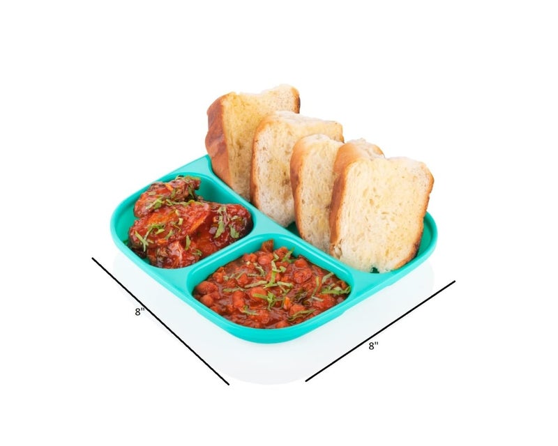 Puno Puno Set of 4 Plastic Food Plate with PartitionsUnbreakable Snack plates set of 4 - Image 3