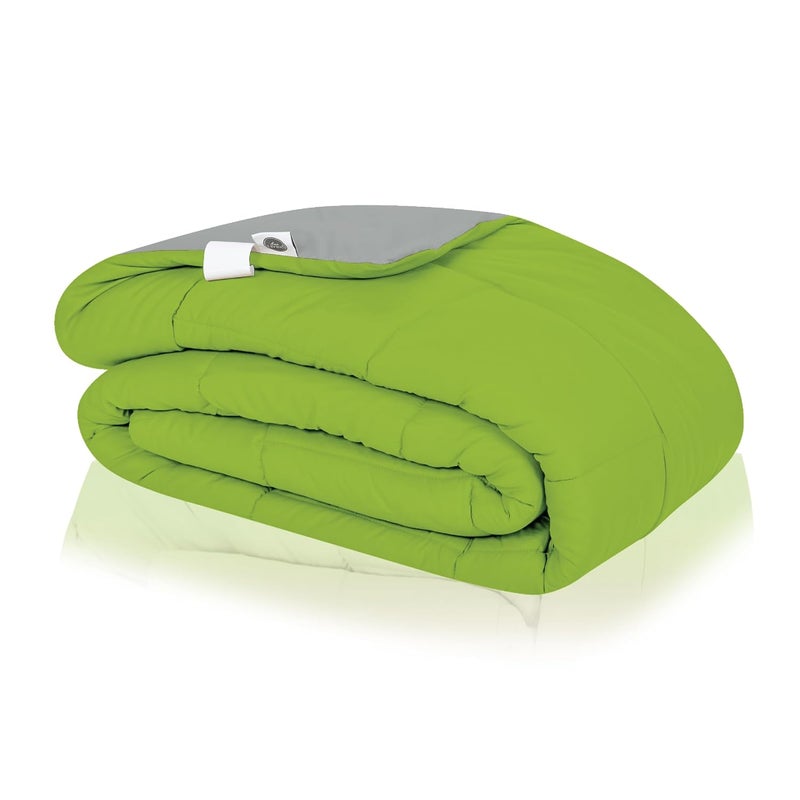 bien LIVING Plush Reversible Microfiber Comforter Double Bed 220 GSM Wadding 110 GSM Peached Extra Soft Microfiber FabricAll Weather Comforter Double Bed 90 X 100 InchesAsh Grey Olive Green - Image 3