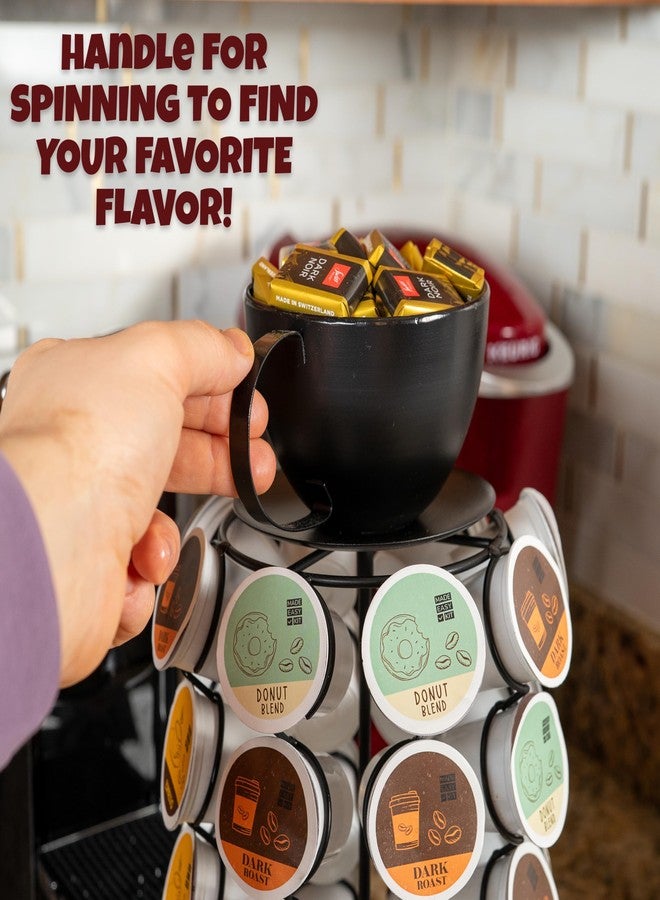 Made Easy Kit Carousel Coffee Pod Organizer - Compatible with Keurig K-Pods K-Cups - Countertop 360 Spin Rack Storage - Lazy Susan Revolving Base Metal (Black Coffee Mug, Large (40 Pods)) - Image 5