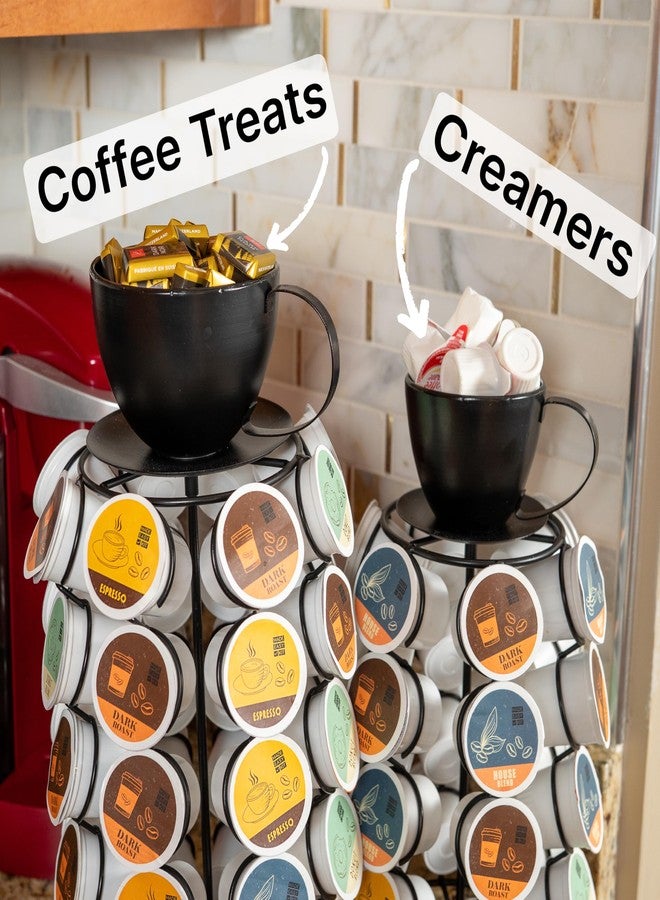Made Easy Kit Carousel Coffee Pod Organizer - Compatible with Keurig K-Pods K-Cups - Countertop 360 Spin Rack Storage - Lazy Susan Revolving Base Metal (Black Coffee Mug, Large (40 Pods)) - Image 4