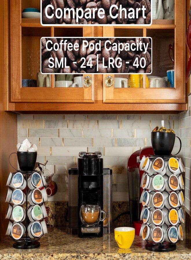 Made Easy Kit Carousel Coffee Pod Organizer - Compatible with Keurig K-Pods K-Cups - Countertop 360 Spin Rack Storage - Lazy Susan Revolving Base Metal (Black Coffee Mug, Large (40 Pods)) - Image 3