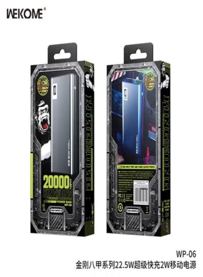 ويكومي WP-06 20000mAh High-Speed Power Bank – Fast Charging Portable Battery Pack with Dual USB Outputs, LED Digital Display, Smart Safety Protection, Compact & Travel-Friendly Design, Compatible with Smartphones, Tablets & USB Devices – Black - Image 2