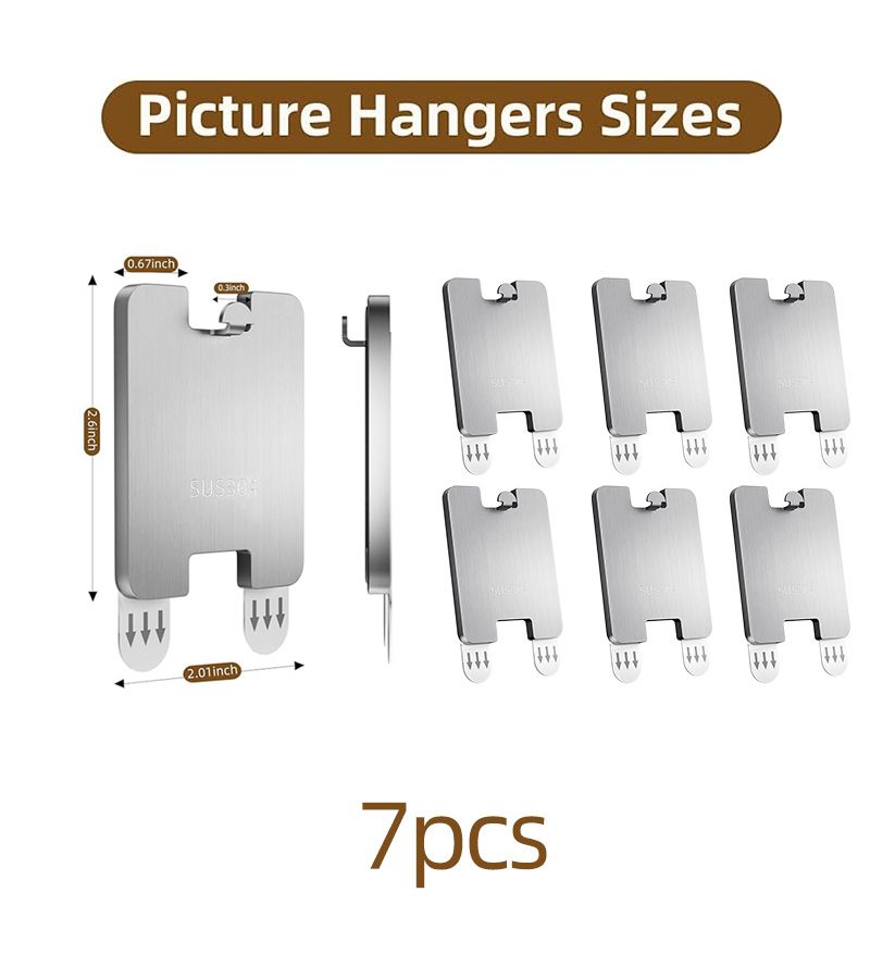 Stainless Steel Nail Free Photo Frame Hooks 7 Pack No Drilling - Image 2