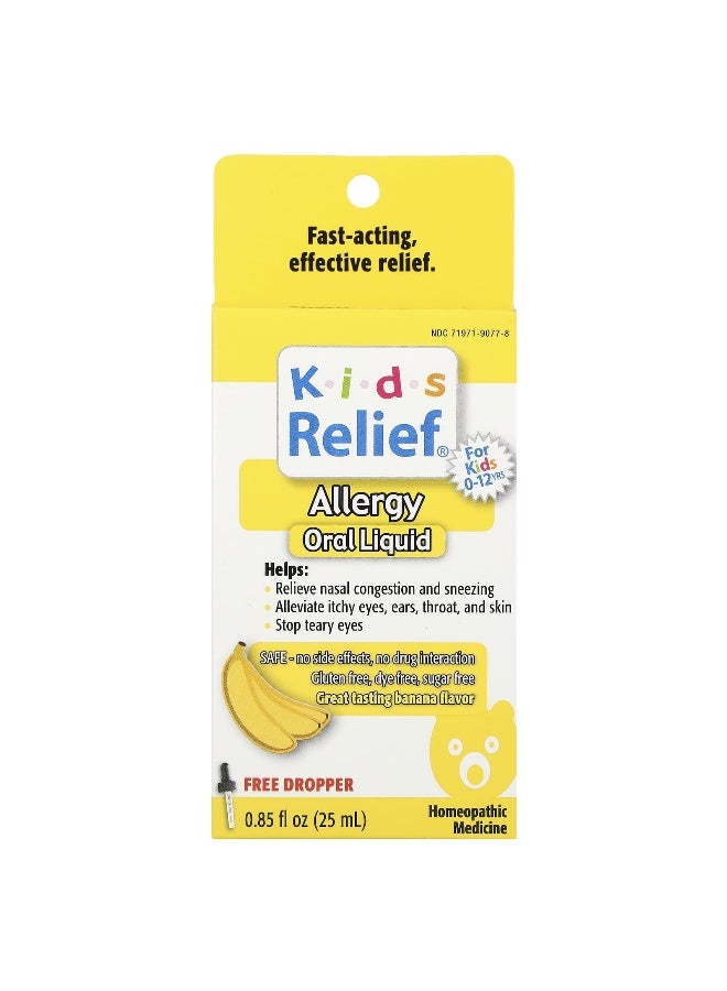 Homeolab USA Homeolab USA, Kids Relief®, Allergy Oral Liquid, 0-12 Yrs, Banana, 0.85 fl oz (25 ml)
