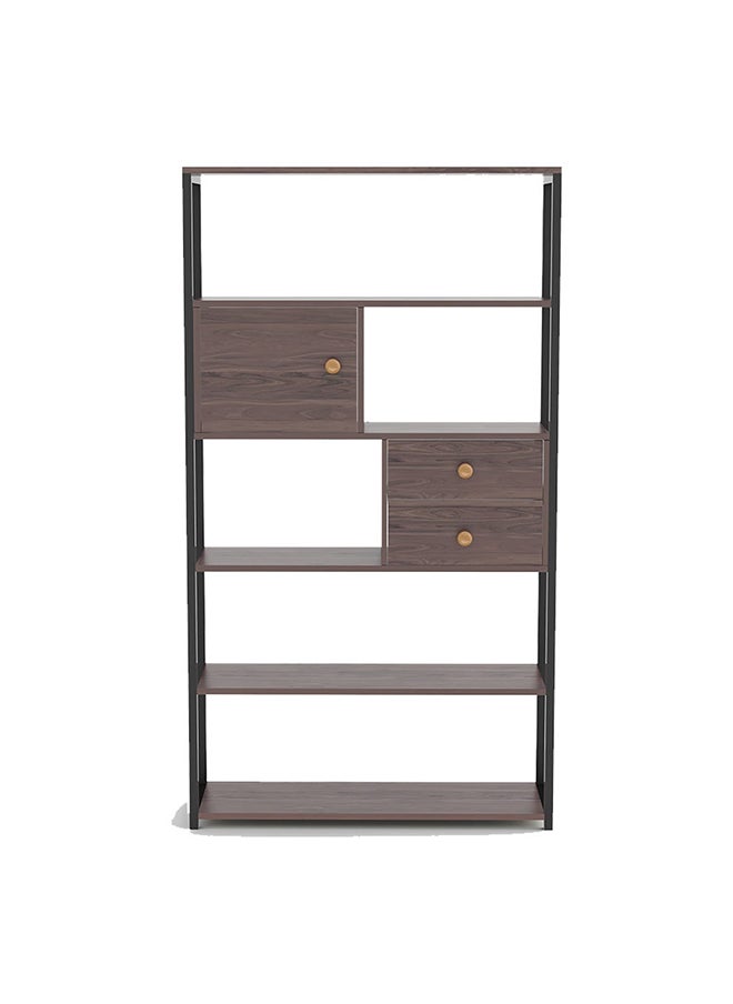 DANUBE HOME Vincenzo Bookcase 5Tier Book Shelf Cabinet with Drawers Modern Design Adjustable Wooden Book Organiser Cupboard Space Saving Display Storage Rack for Home Office Walnut/Black  - Image 4