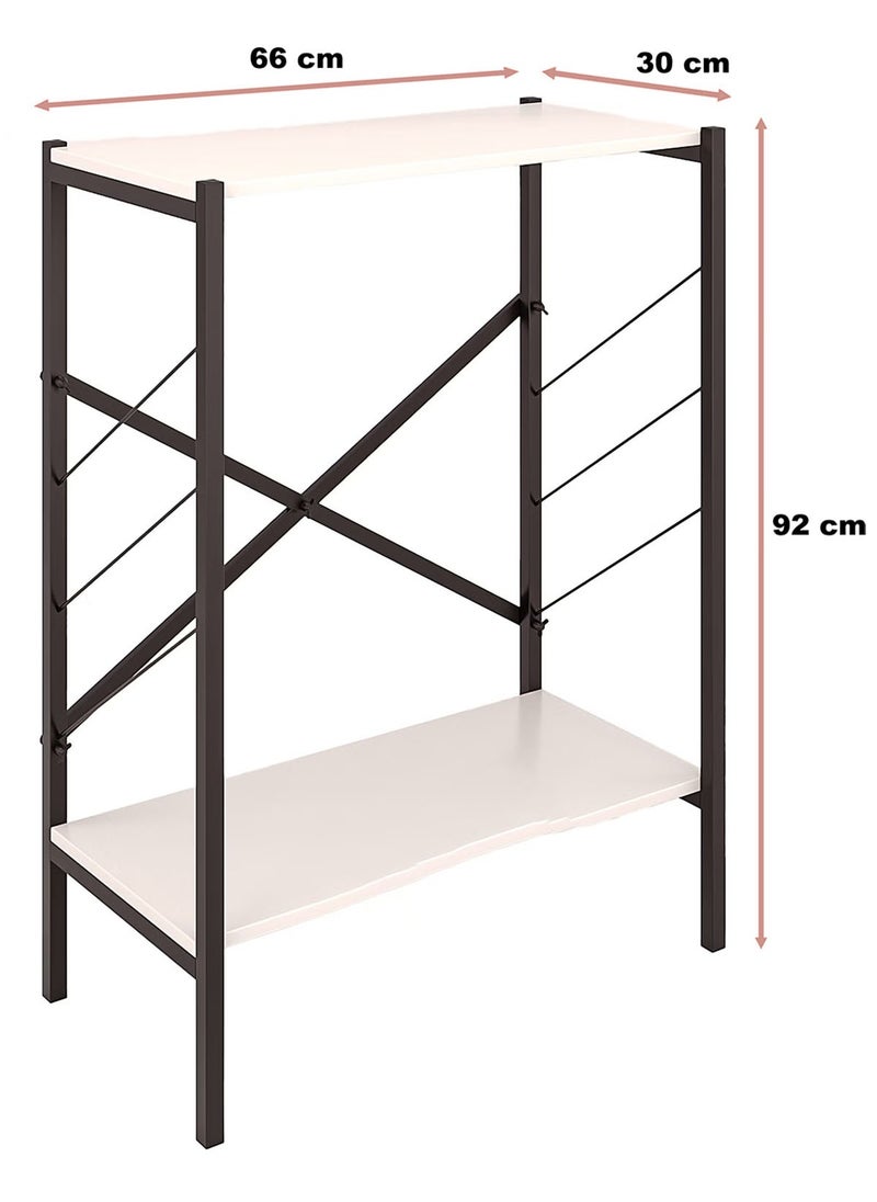 AGD - Entrance console table, coffee corner table, side table, bookcase consisting of 3 wooden shelves that meets all your needs - white/black - Image 1