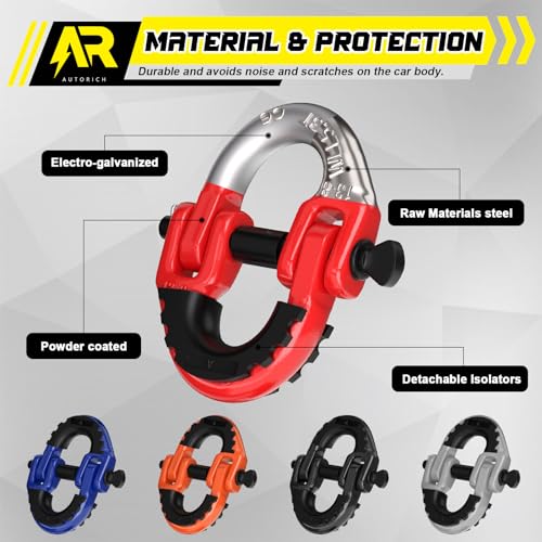 AUTORICH Safety Chain Connector Link, 1/2IN Tow Hitch Hammerlock Coupling Link, 2 Pack G80 Alloy Steel Tow Chain Connector, Quick Install & Remove, 12000 lbs Load Limit, Red - Image 3