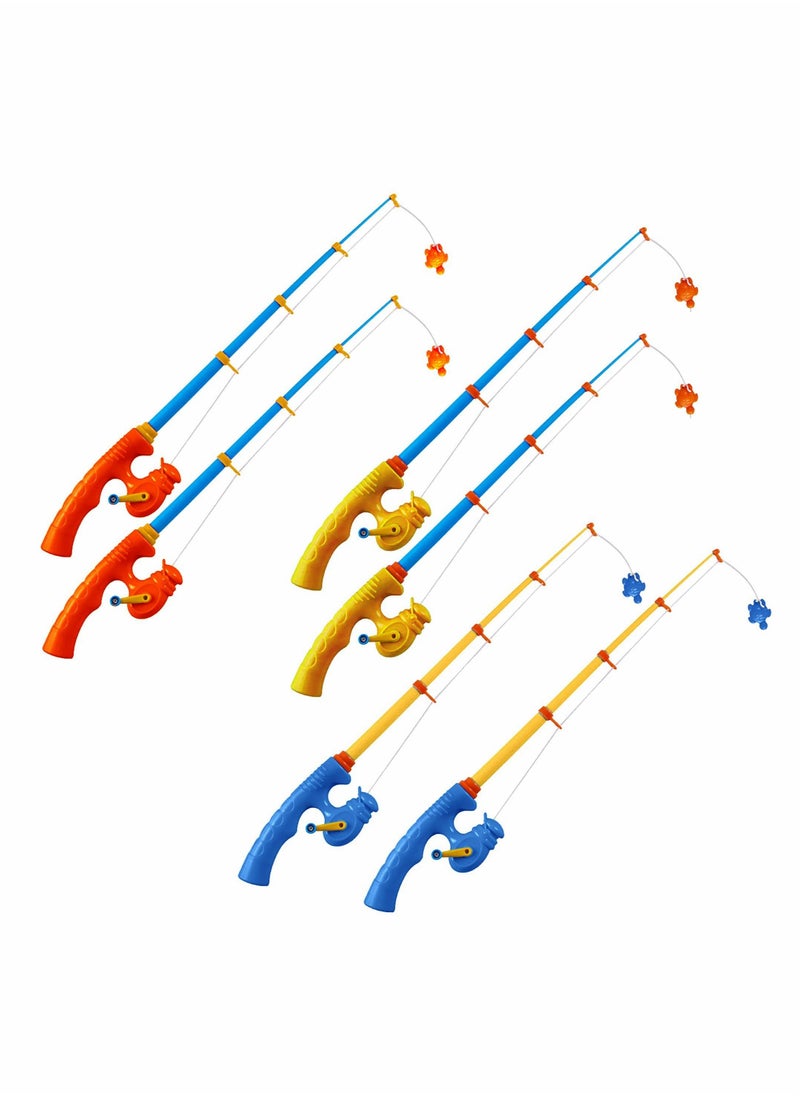 Excefore - 6 Pcs Fishing Rod Toy Magnetic Fishing Game Educational Learning Toys Plastic Floating Fish Toddler Color Ocean Sea Animals for Children and Adult - 3 Colors - Image 1