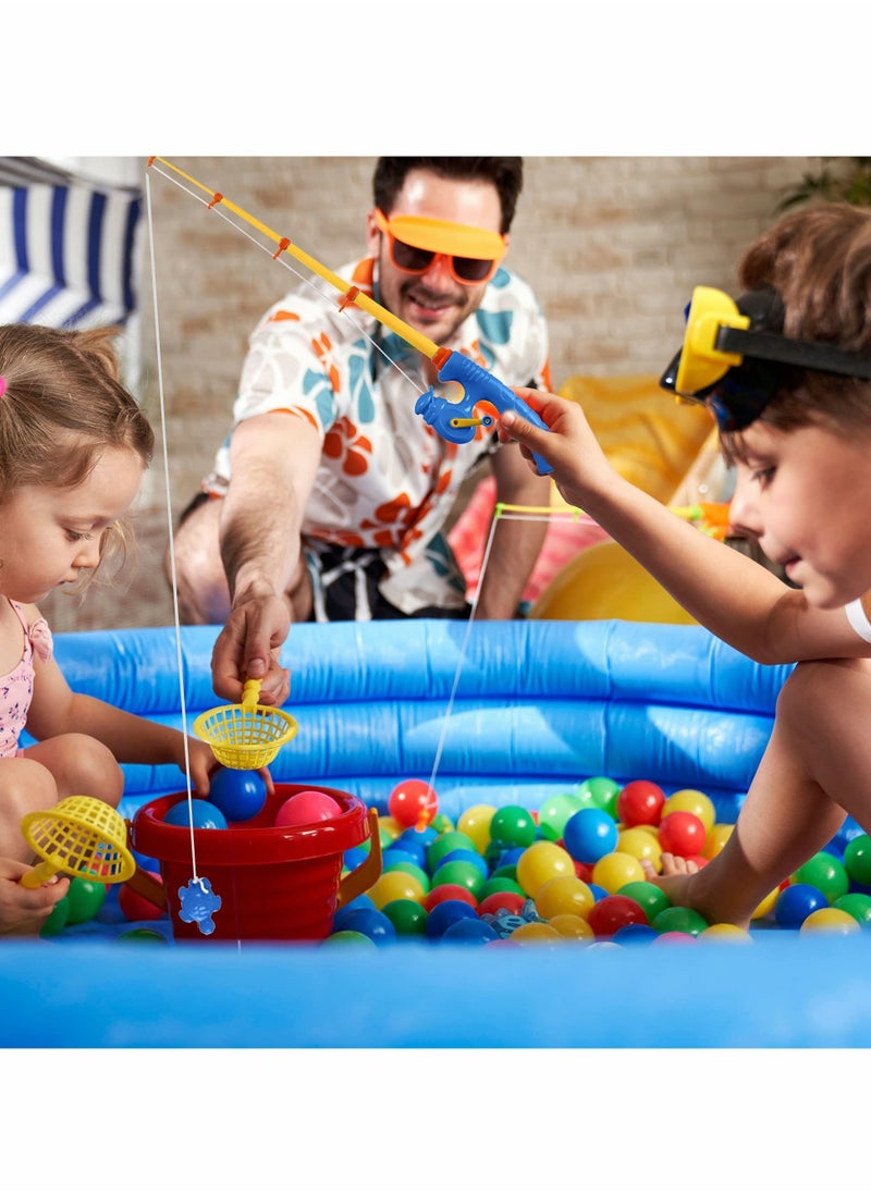 Excefore - 6 Pcs Fishing Rod Toy Magnetic Fishing Game Educational Learning Toys Plastic Floating Fish Toddler Color Ocean Sea Animals for Children and Adult - 3 Colors - Image 1
